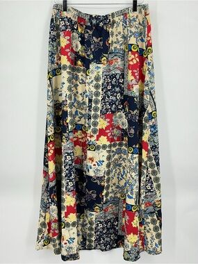 Patchwork Floral Print Maxi Skirt